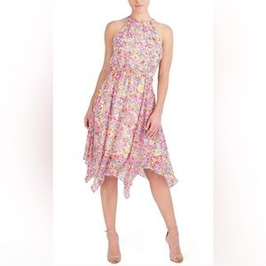 NWT BCBGeneration Halter dress, L, spring blossoms